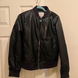 Leather Bomber Jacket M